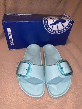 Birkenstock Madrid Big Buckle Slide Sandal in Surf Green